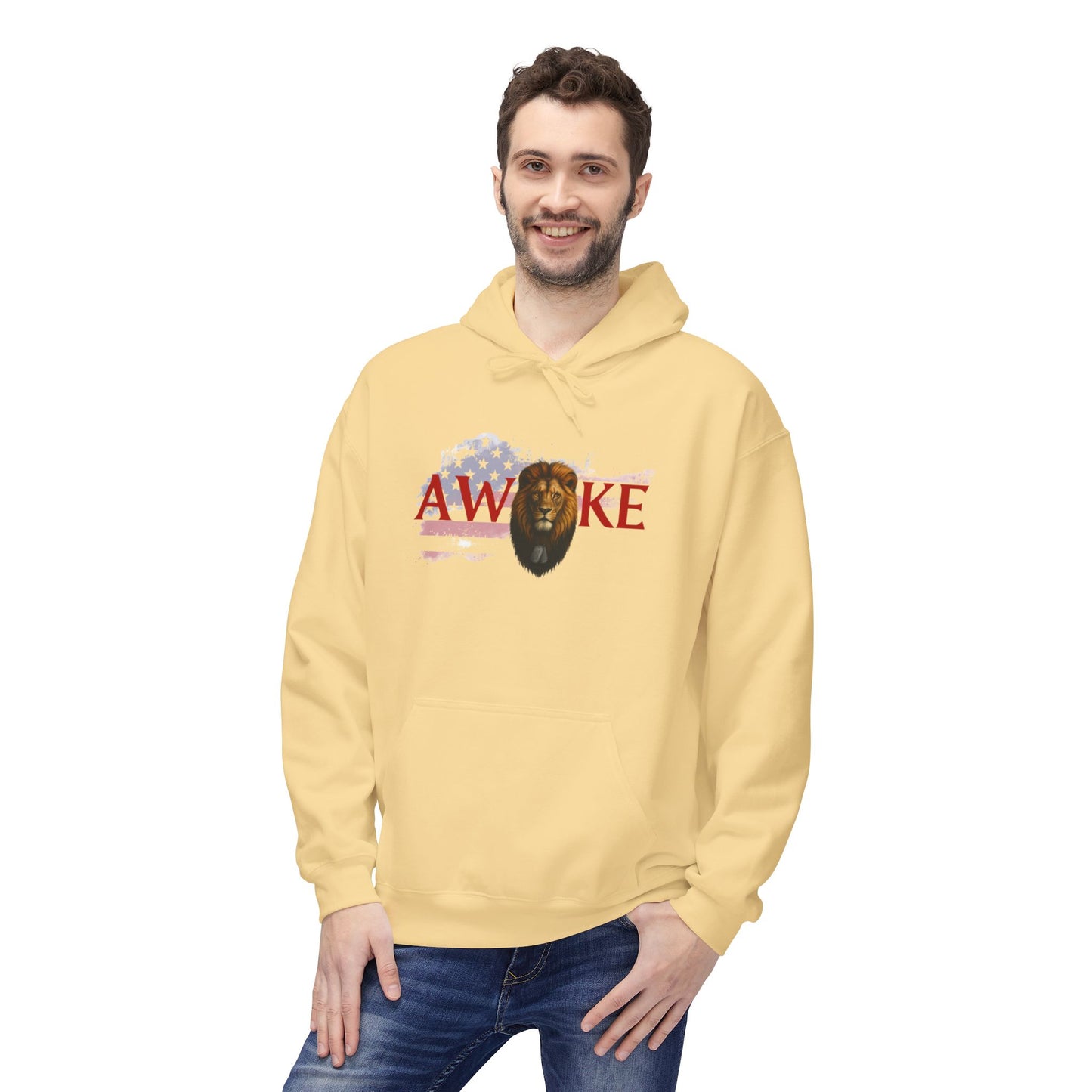 Awake Patriotic Fleece Hoodie | Unisex Cozy Sweatshirt for Independence Day, Gift for Him, Her, Comfort Wear