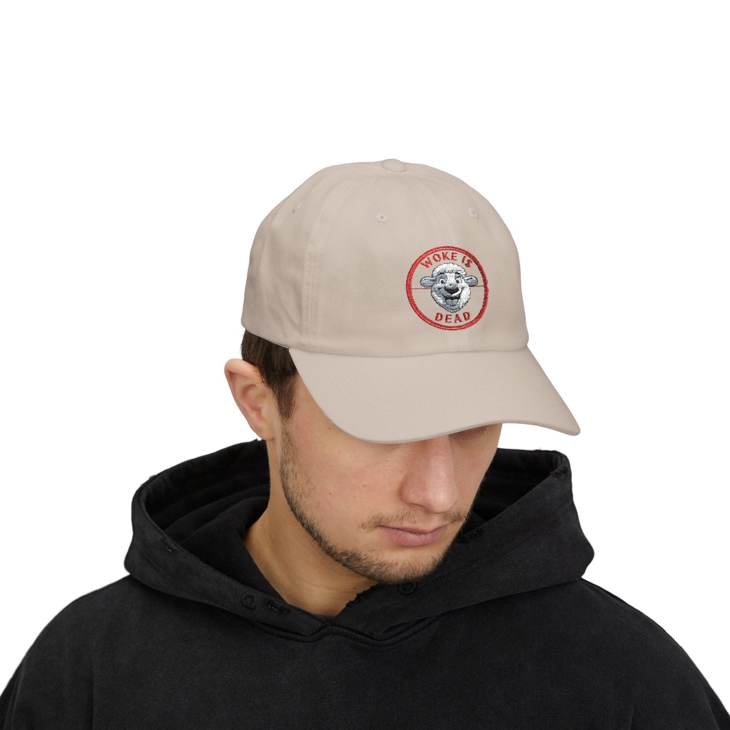 Stylish WOKE IS DEAD Dad Cap, Trendy White Dad Hat, Casual Fashion Accessory, Gift for Fathers Day, Summer Outing Hat