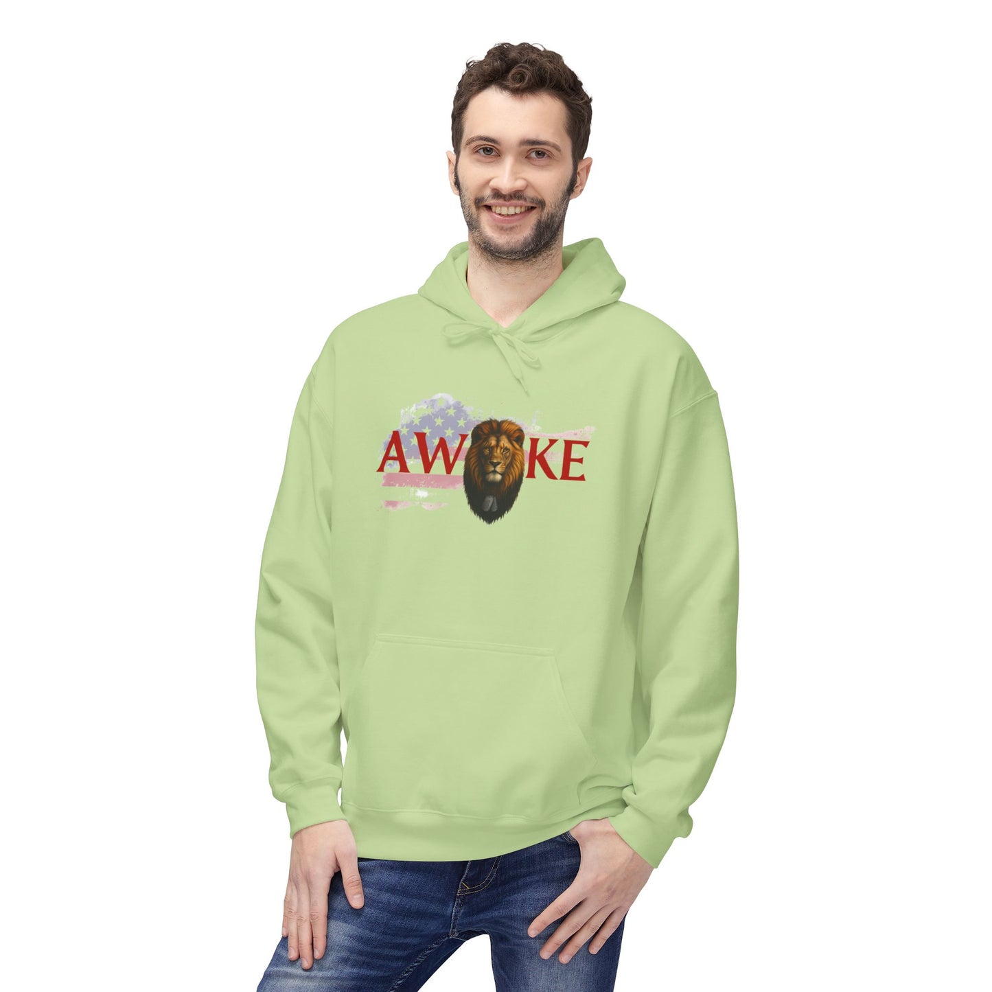 Awake Patriotic Fleece Hoodie | Unisex Cozy Sweatshirt for Independence Day, Gift for Him, Her, Comfort Wear