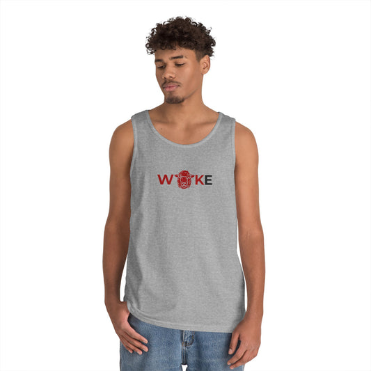 Woke Unisex Heavy Cotton Tank Top - Casual Wear, Summer Essential, Gift Idea, Festival Outfit, Affirmative Statement