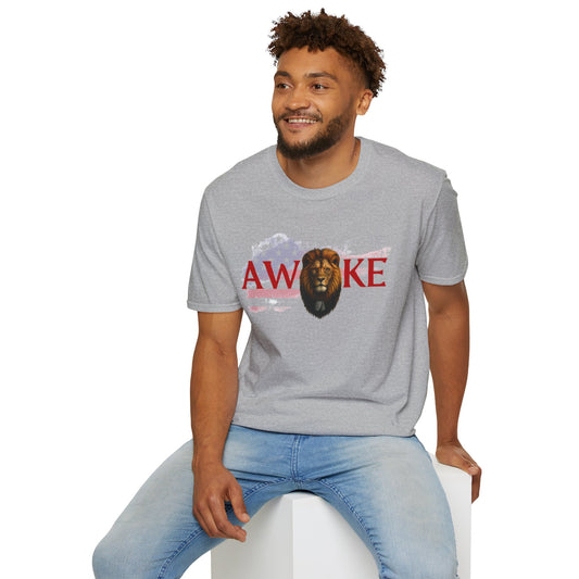 Awake Lion Graphic Unisex T-Shirt, Inspirational Apparel, Casual Wear, Gift for Him/Her, Freedom Tee