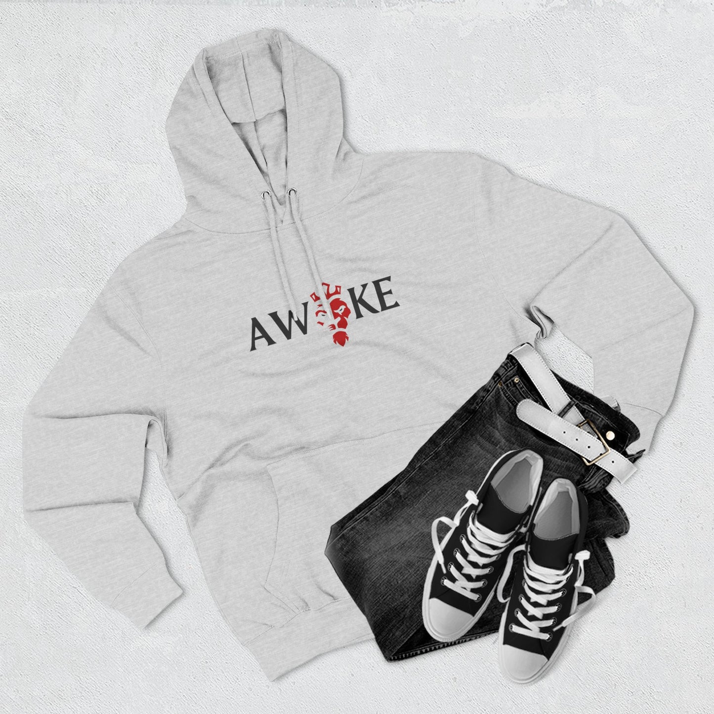 AWOKE Three-Panel Fleece Hoodie - Cozy Uni-Sex Style, Perfect for Chill Days, Gifts for Him/Her, Casual Wear, Oversized Comfort