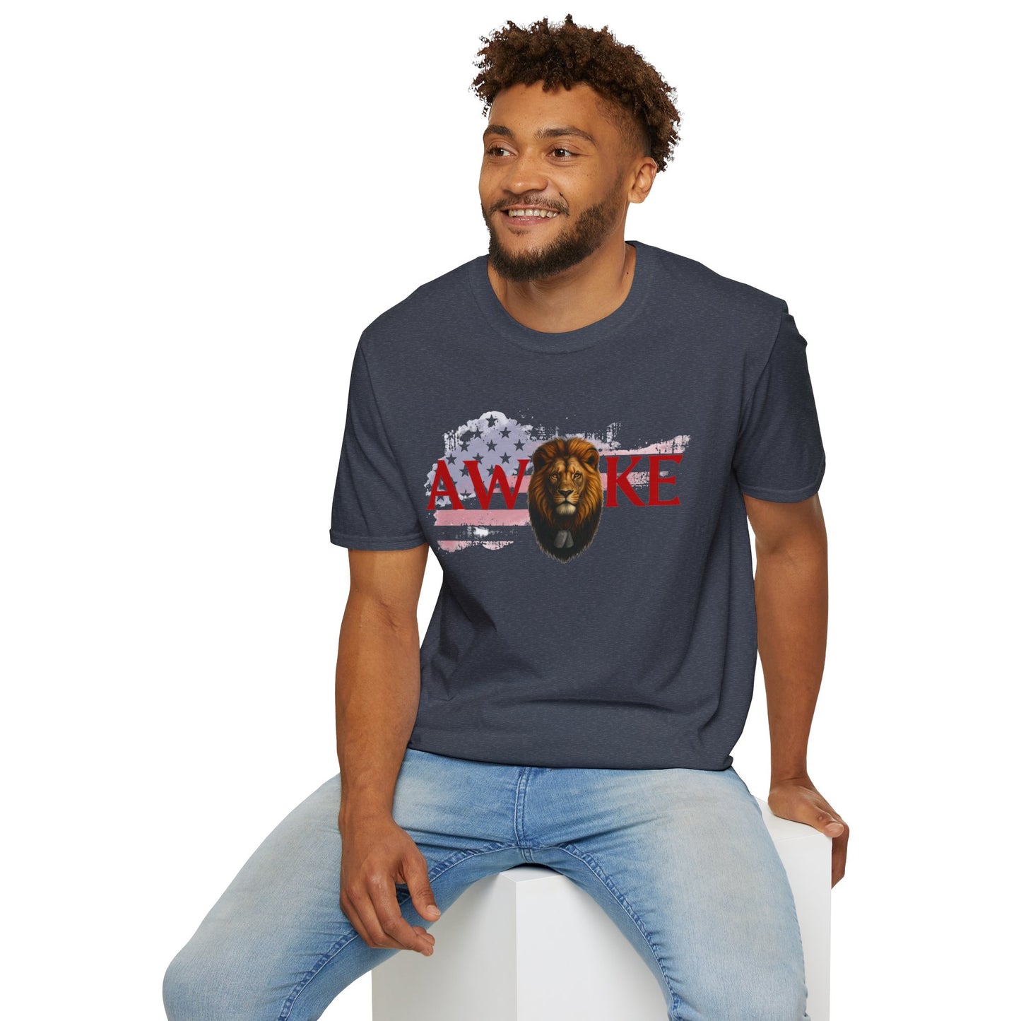 Awake Lion Graphic Unisex T-Shirt, Inspirational Apparel, Casual Wear, Gift for Him/Her, Freedom Tee