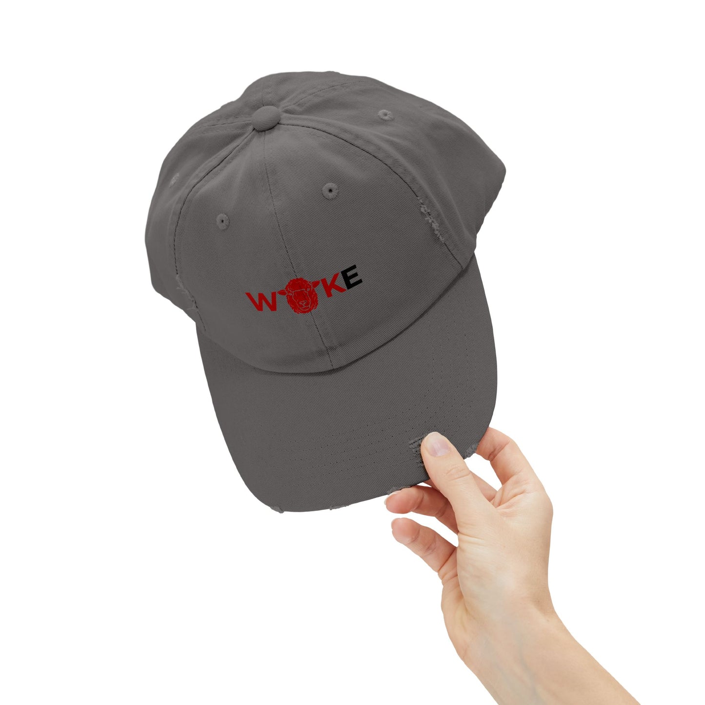 Unisex Distressed Cap with 'WOKE' Design, Trendy Fashion Accessory, Gift for Social Activists, Casual Wear, Summer Style, Vintage Vibe