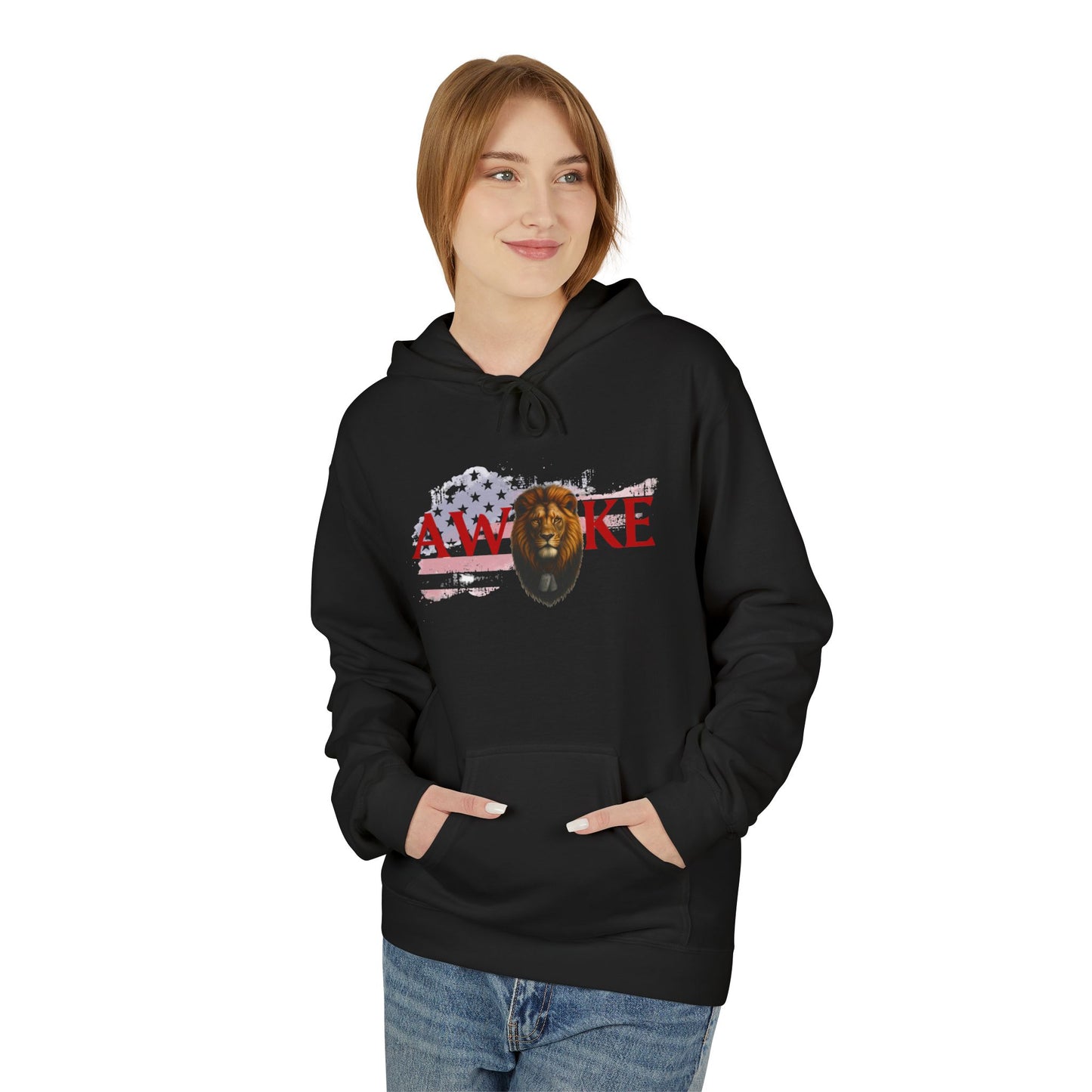 Awake Patriotic Fleece Hoodie | Unisex Cozy Sweatshirt for Independence Day, Gift for Him, Her, Comfort Wear