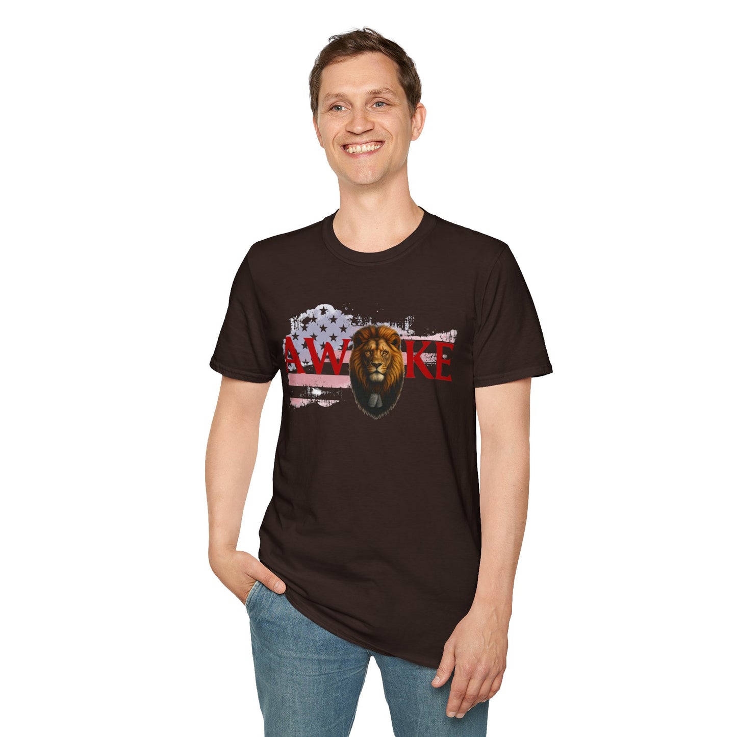 Awake Lion Graphic Unisex T-Shirt, Inspirational Apparel, Casual Wear, Gift for Him/Her, Freedom Tee