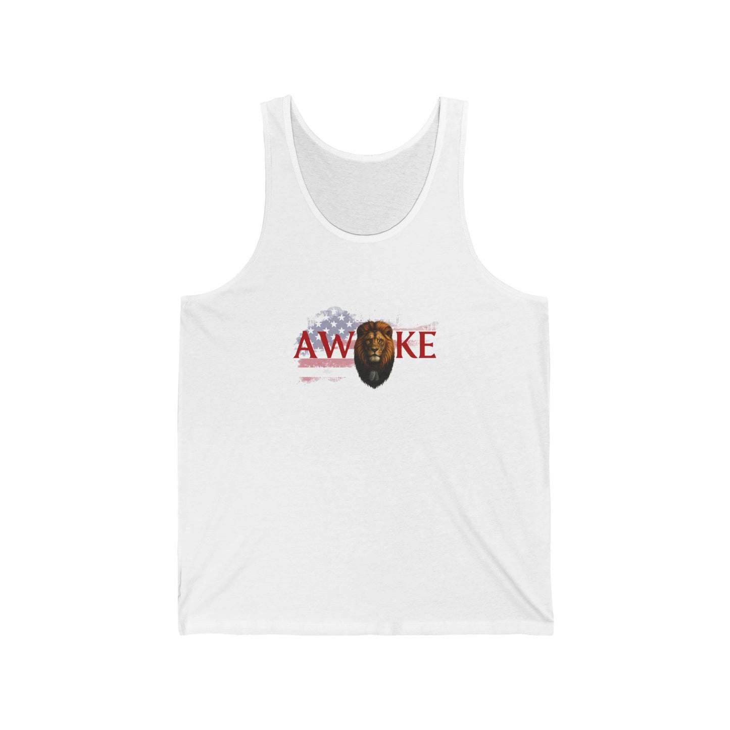Patriotic Unisex Jersey Tank - 'AWAKE' Design, Summer Wear, Independence Day, Gift for Veterans, Casual Exercise Top
