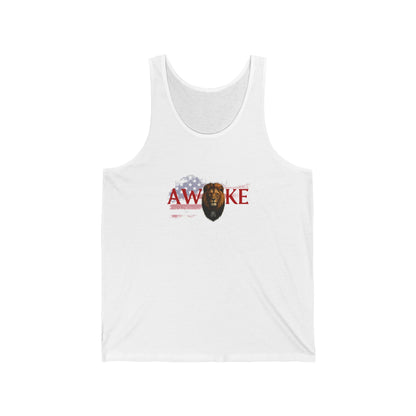 Patriotic Unisex Jersey Tank - 'AWAKE' Design, Summer Wear, Independence Day, Gift for Veterans, Casual Exercise Top