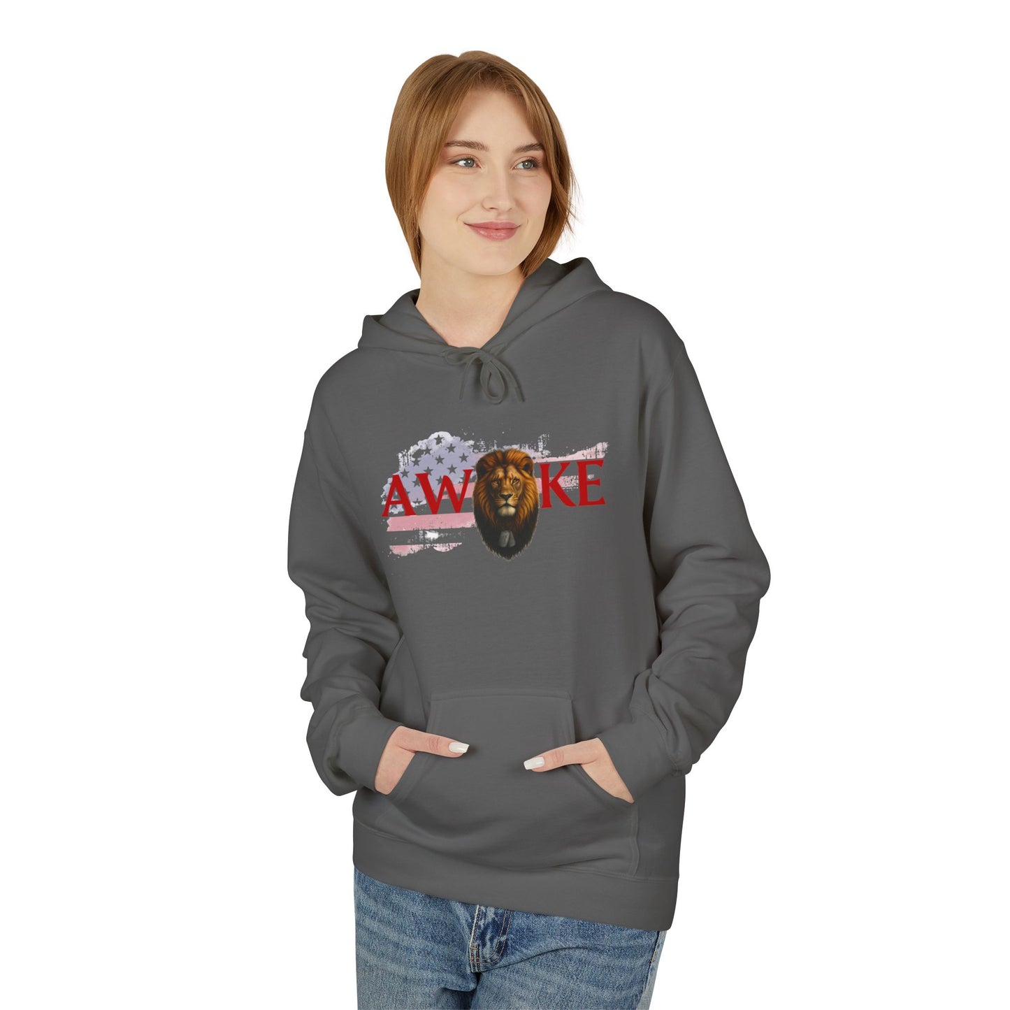 Awake Patriotic Fleece Hoodie | Unisex Cozy Sweatshirt for Independence Day, Gift for Him, Her, Comfort Wear