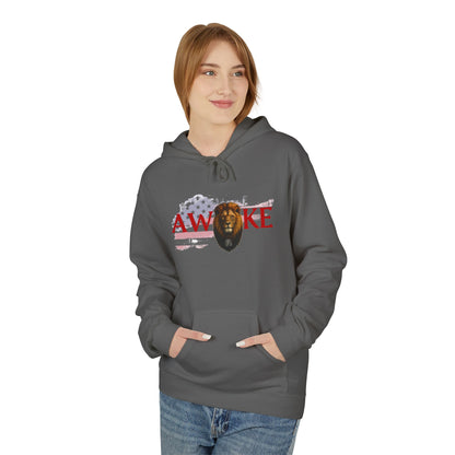 Awake Patriotic Fleece Hoodie | Unisex Cozy Sweatshirt for Independence Day, Gift for Him, Her, Comfort Wear