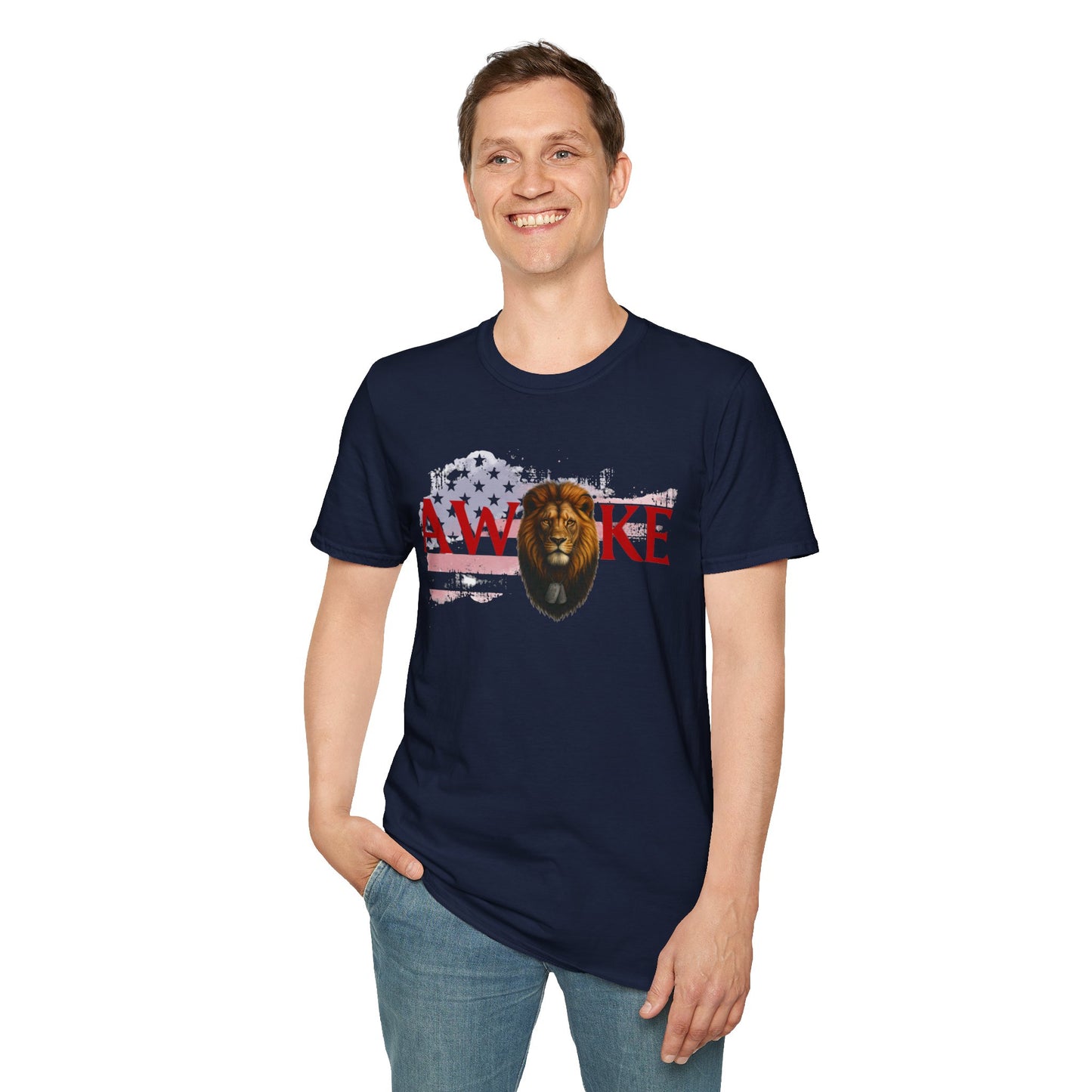 Awake Lion Graphic Unisex T-Shirt, Inspirational Apparel, Casual Wear, Gift for Him/Her, Freedom Tee