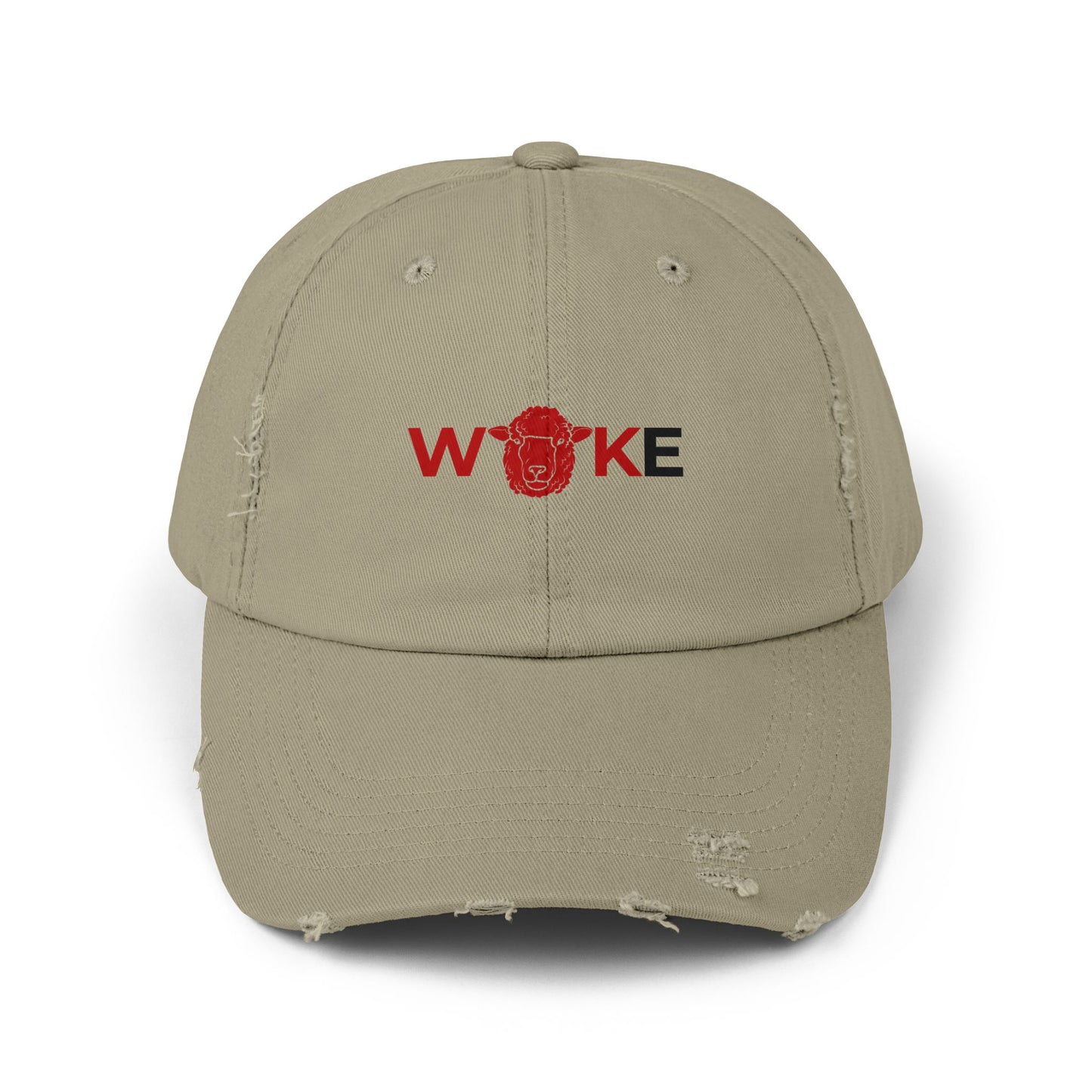 Unisex Distressed Cap with 'WOKE' Design, Trendy Fashion Accessory, Gift for Social Activists, Casual Wear, Summer Style, Vintage Vibe