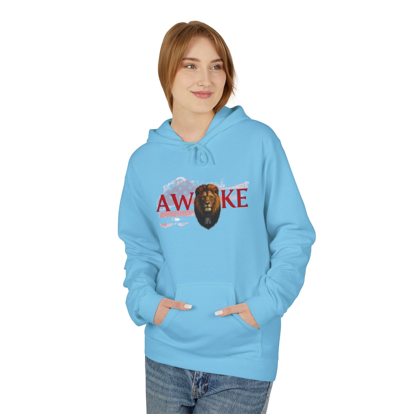 Awake Patriotic Fleece Hoodie | Unisex Cozy Sweatshirt for Independence Day, Gift for Him, Her, Comfort Wear