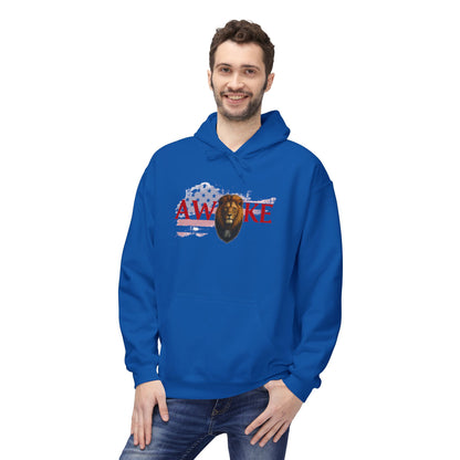 Awake Patriotic Fleece Hoodie | Unisex Cozy Sweatshirt for Independence Day, Gift for Him, Her, Comfort Wear