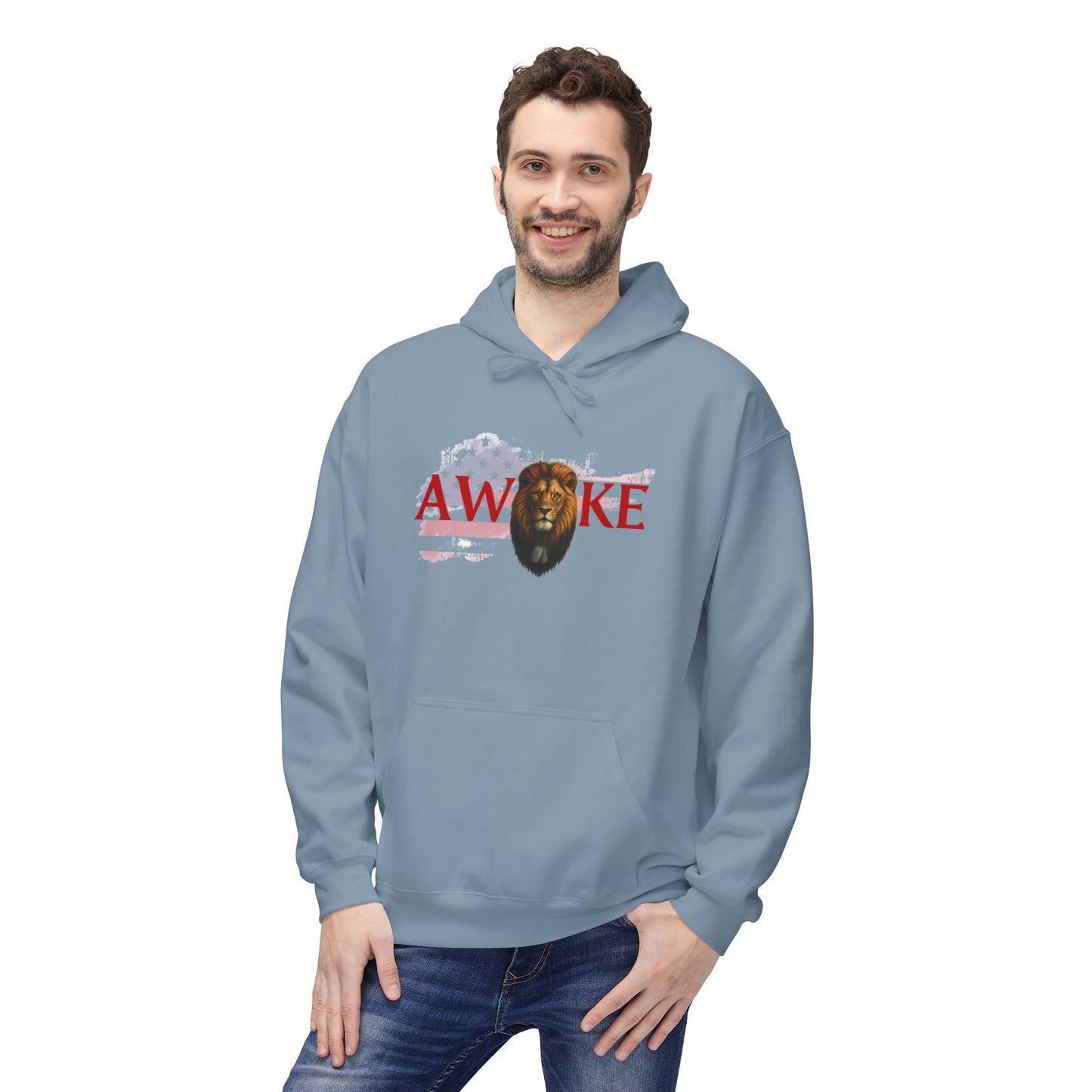 Awake Patriotic Fleece Hoodie | Unisex Cozy Sweatshirt for Independence Day, Gift for Him, Her, Comfort Wear