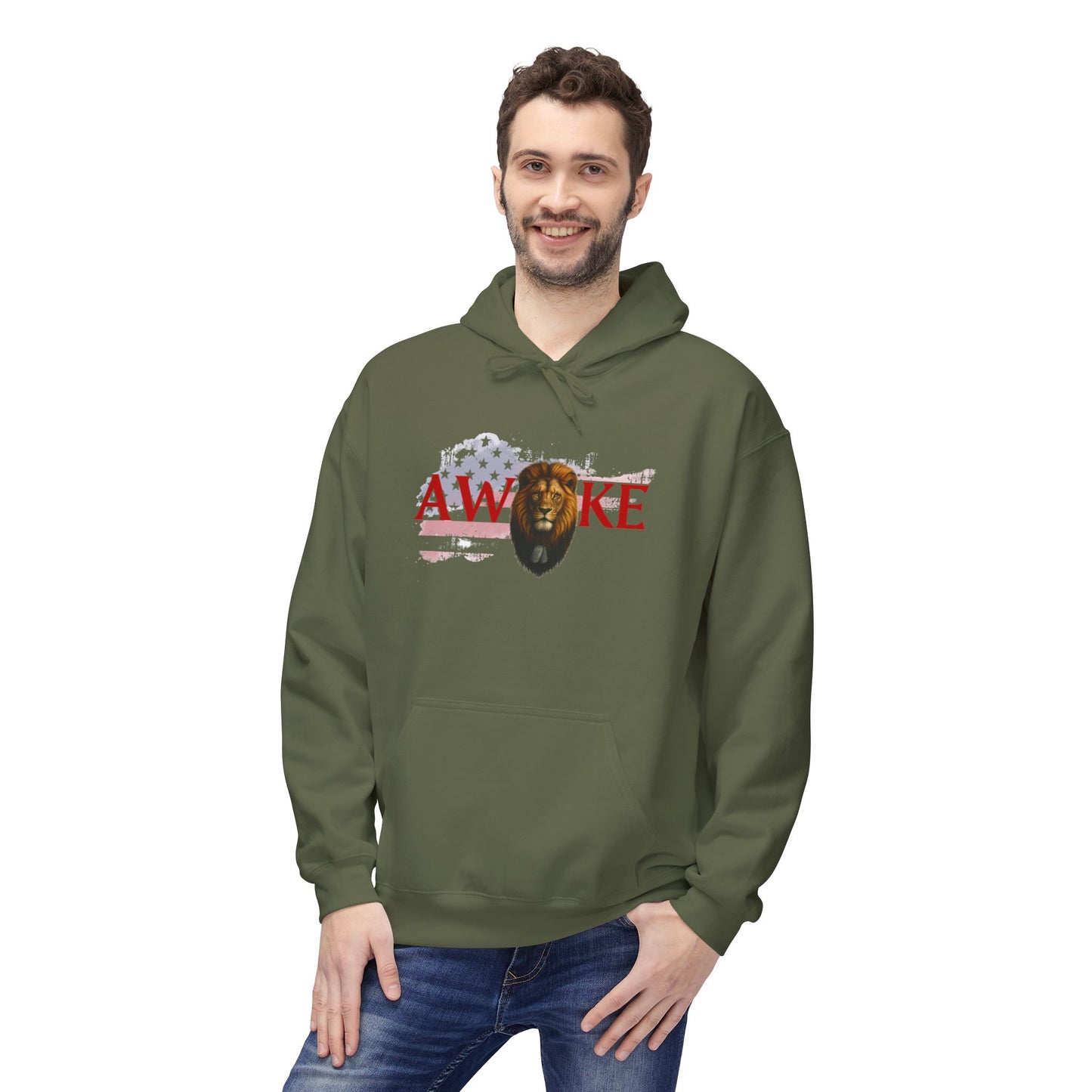 Awake Patriotic Fleece Hoodie | Unisex Cozy Sweatshirt for Independence Day, Gift for Him, Her, Comfort Wear