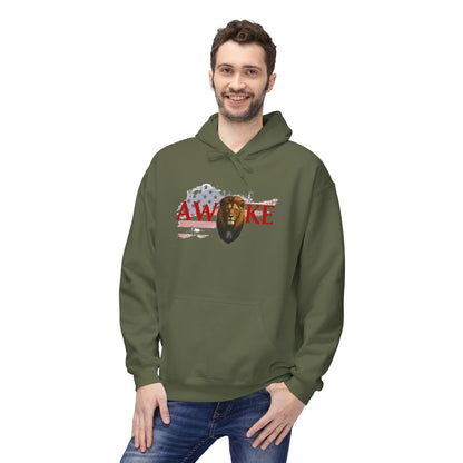 Awake Patriotic Fleece Hoodie | Unisex Cozy Sweatshirt for Independence Day, Gift for Him, Her, Comfort Wear