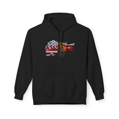Awake Patriotic Fleece Hoodie | Unisex Cozy Sweatshirt for Independence Day, Gift for Him, Her, Comfort Wear