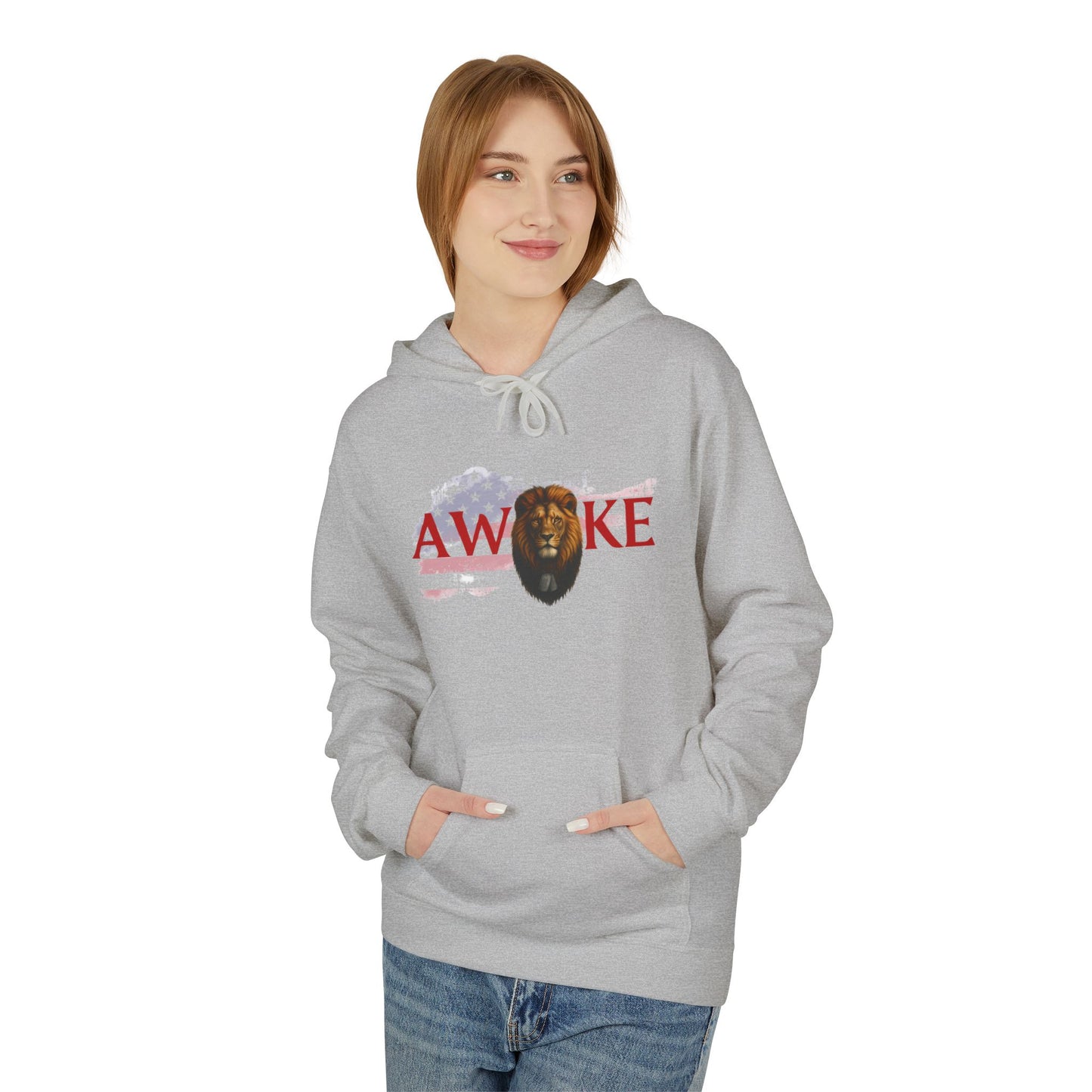 Awake Patriotic Fleece Hoodie | Unisex Cozy Sweatshirt for Independence Day, Gift for Him, Her, Comfort Wear