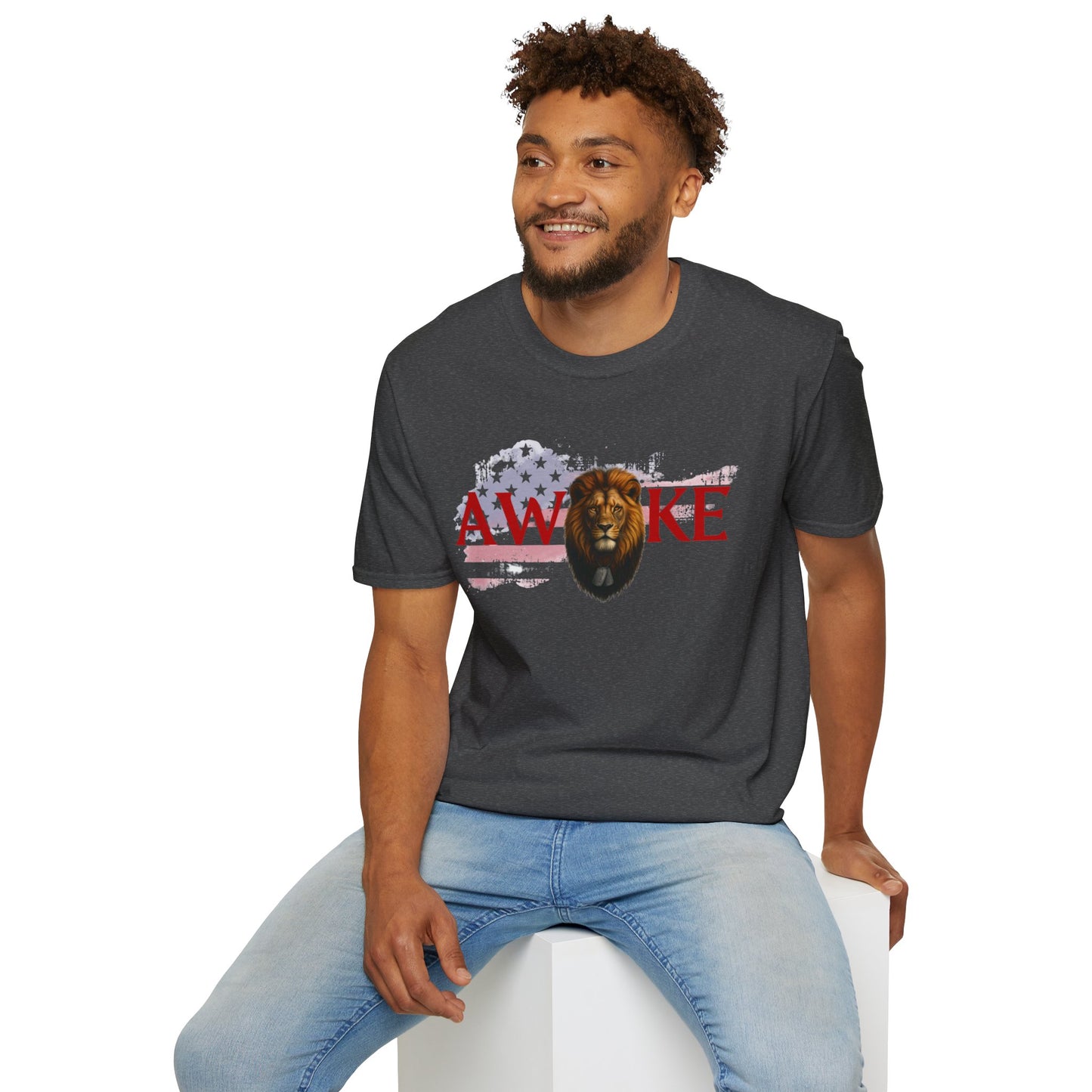 Awake Lion Graphic Unisex T-Shirt, Inspirational Apparel, Casual Wear, Gift for Him/Her, Freedom Tee