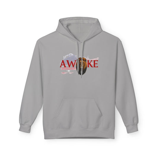 Awake Patriotic Fleece Hoodie | Unisex Cozy Sweatshirt for Independence Day, Gift for Him, Her, Comfort Wear