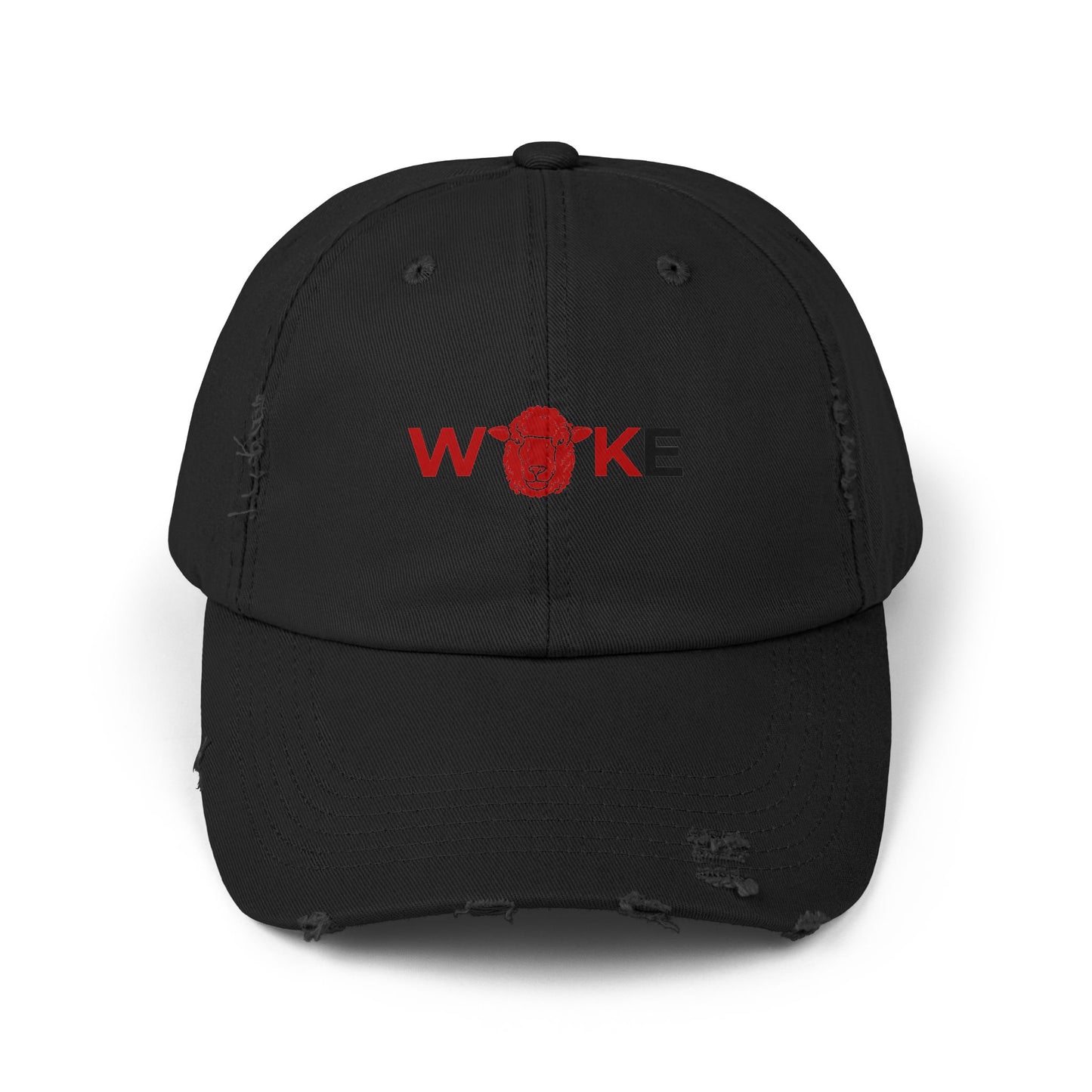 Unisex Distressed Cap with 'WOKE' Design, Trendy Fashion Accessory, Gift for Social Activists, Casual Wear, Summer Style, Vintage Vibe