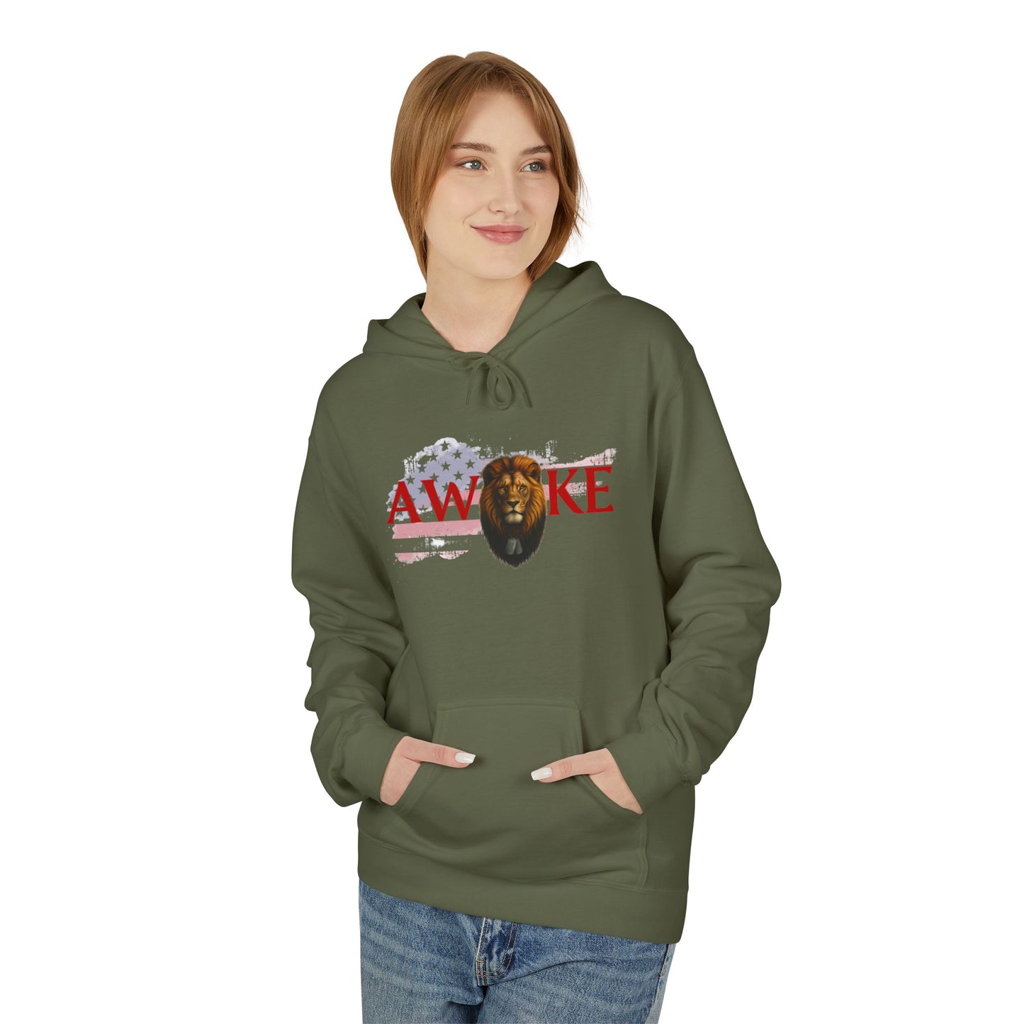 Awake Patriotic Fleece Hoodie | Unisex Cozy Sweatshirt for Independence Day, Gift for Him, Her, Comfort Wear