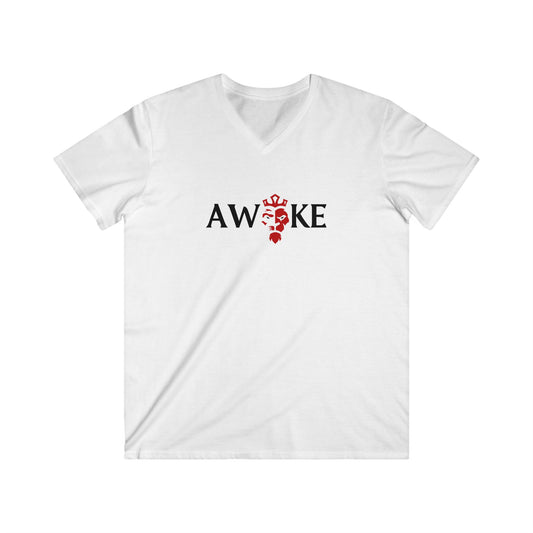 Men's V-Neck Tee Shirt - AWAKE Graphic, Casual Fashion, Gift for Him, Comfortable Summer Wear, Everyday Style