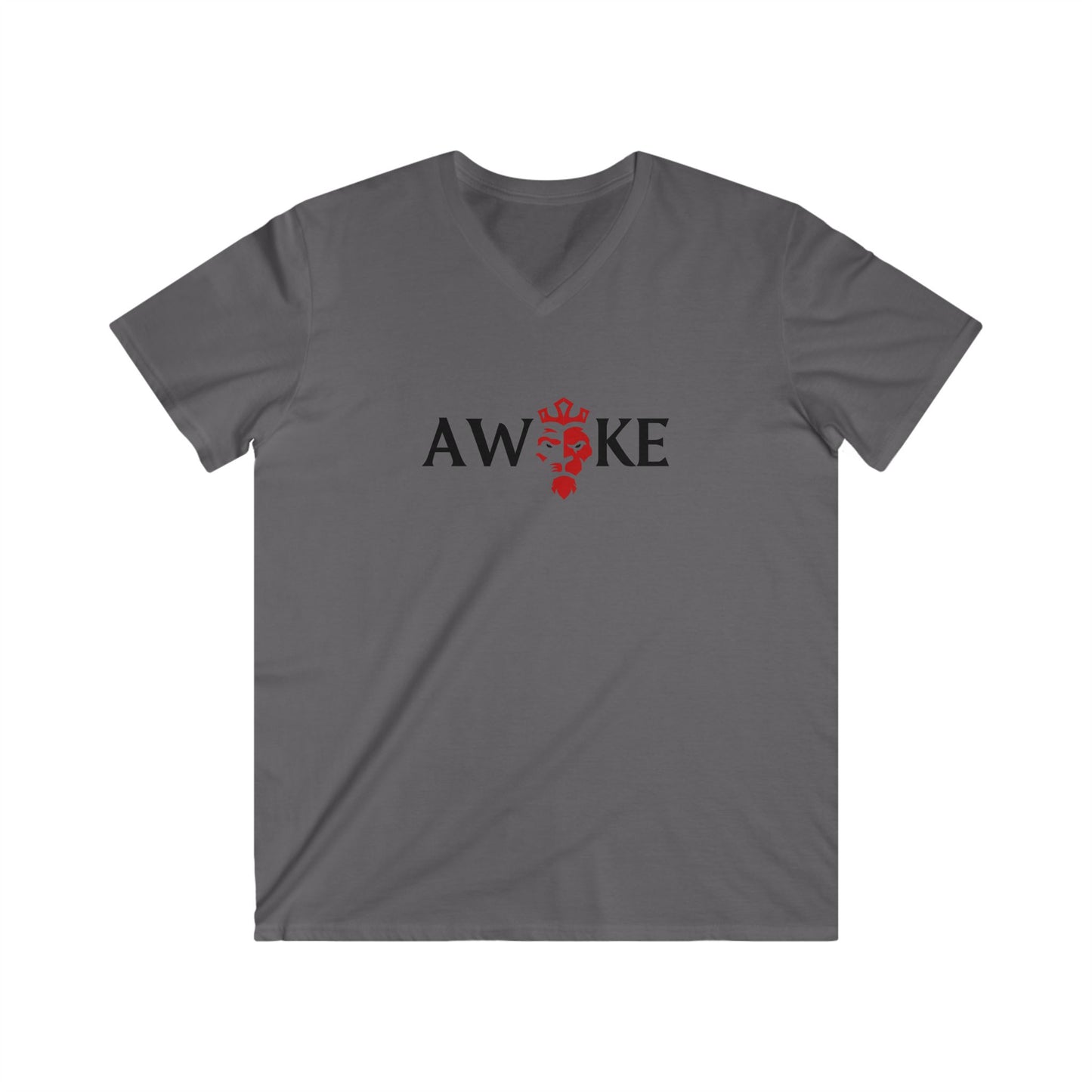 Men's V-Neck Tee Shirt - AWAKE Graphic, Casual Fashion, Gift for Him, Comfortable Summer Wear, Everyday Style