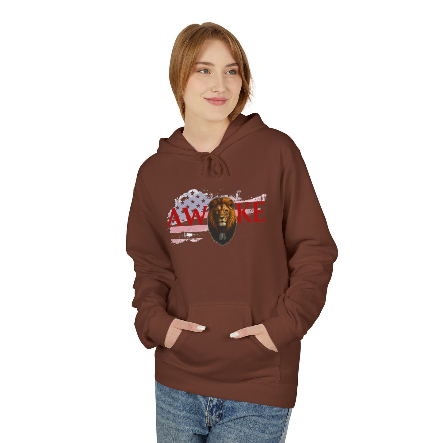 Awake Patriotic Fleece Hoodie | Unisex Cozy Sweatshirt for Independence Day, Gift for Him, Her, Comfort Wear