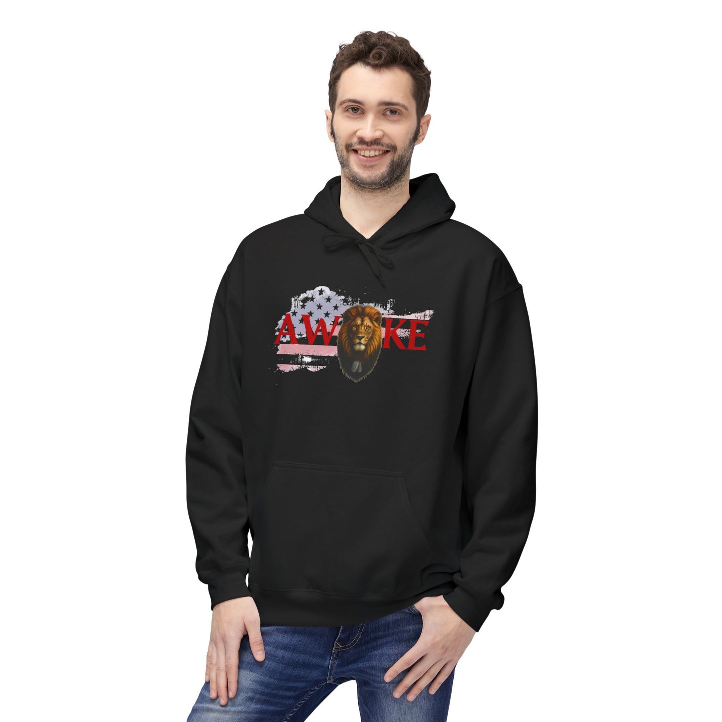 Awake Patriotic Fleece Hoodie | Unisex Cozy Sweatshirt for Independence Day, Gift for Him, Her, Comfort Wear