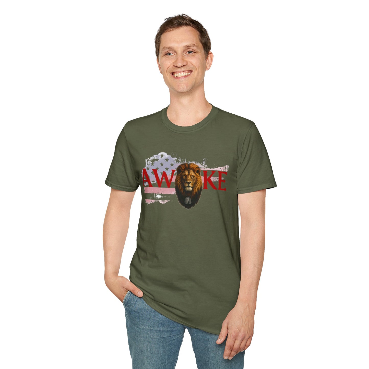 Awake Lion Graphic Unisex T-Shirt, Inspirational Apparel, Casual Wear, Gift for Him/Her, Freedom Tee