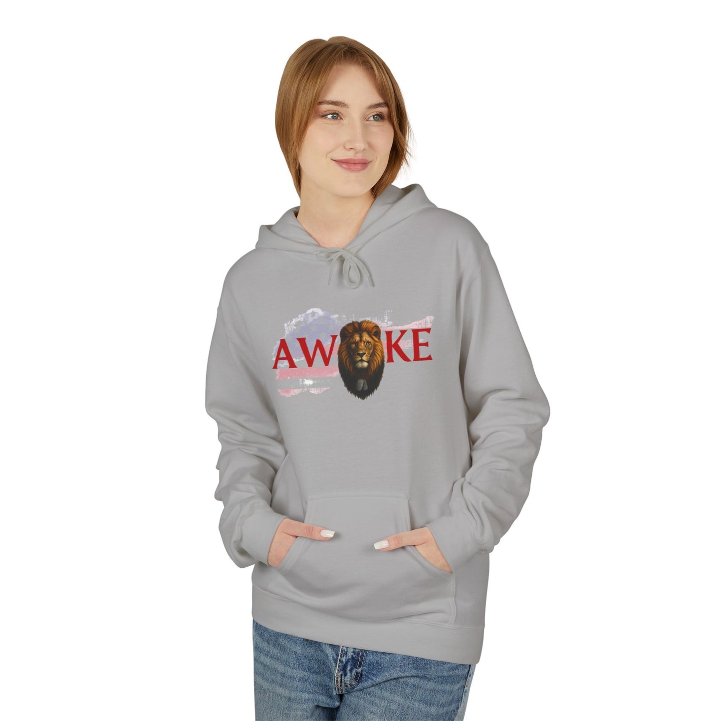 Awake Patriotic Fleece Hoodie | Unisex Cozy Sweatshirt for Independence Day, Gift for Him, Her, Comfort Wear