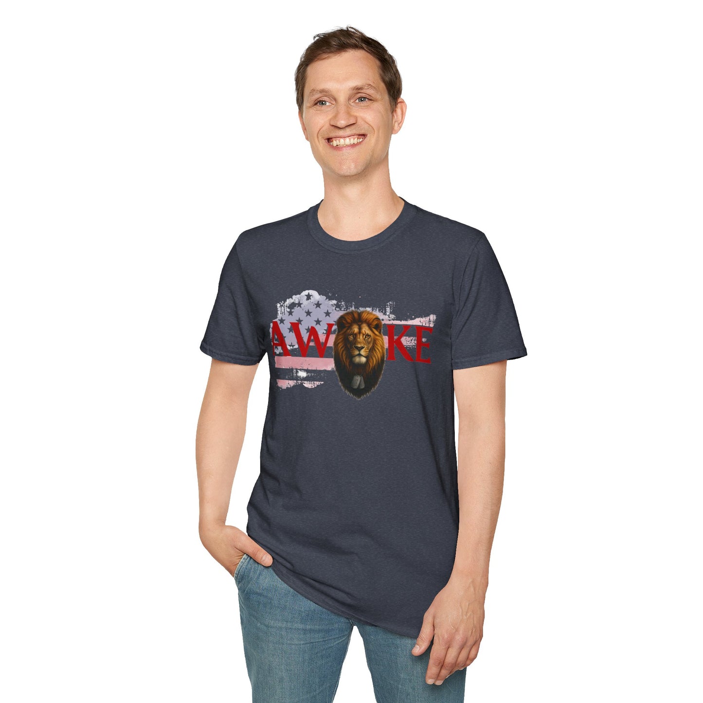 Awake Lion Graphic Unisex T-Shirt, Inspirational Apparel, Casual Wear, Gift for Him/Her, Freedom Tee