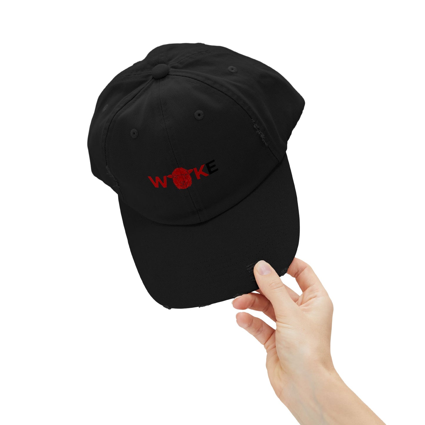 Unisex Distressed Cap with 'WOKE' Design, Trendy Fashion Accessory, Gift for Social Activists, Casual Wear, Summer Style, Vintage Vibe