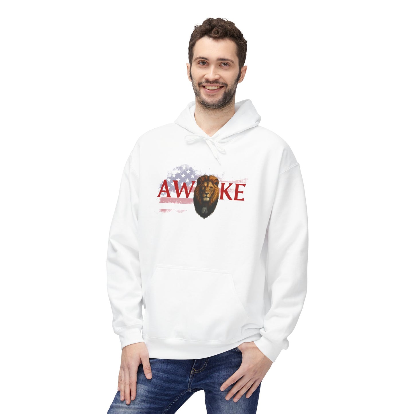 Awake Patriotic Fleece Hoodie | Unisex Cozy Sweatshirt for Independence Day, Gift for Him, Her, Comfort Wear