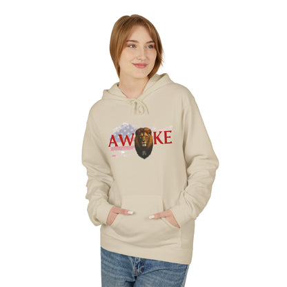 Awake Patriotic Fleece Hoodie | Unisex Cozy Sweatshirt for Independence Day, Gift for Him, Her, Comfort Wear