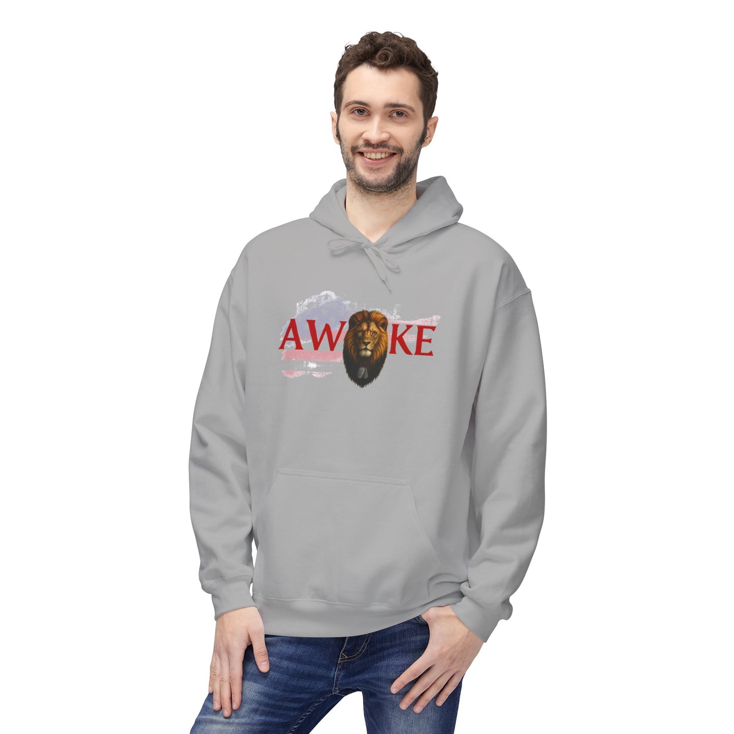 Awake Patriotic Fleece Hoodie | Unisex Cozy Sweatshirt for Independence Day, Gift for Him, Her, Comfort Wear