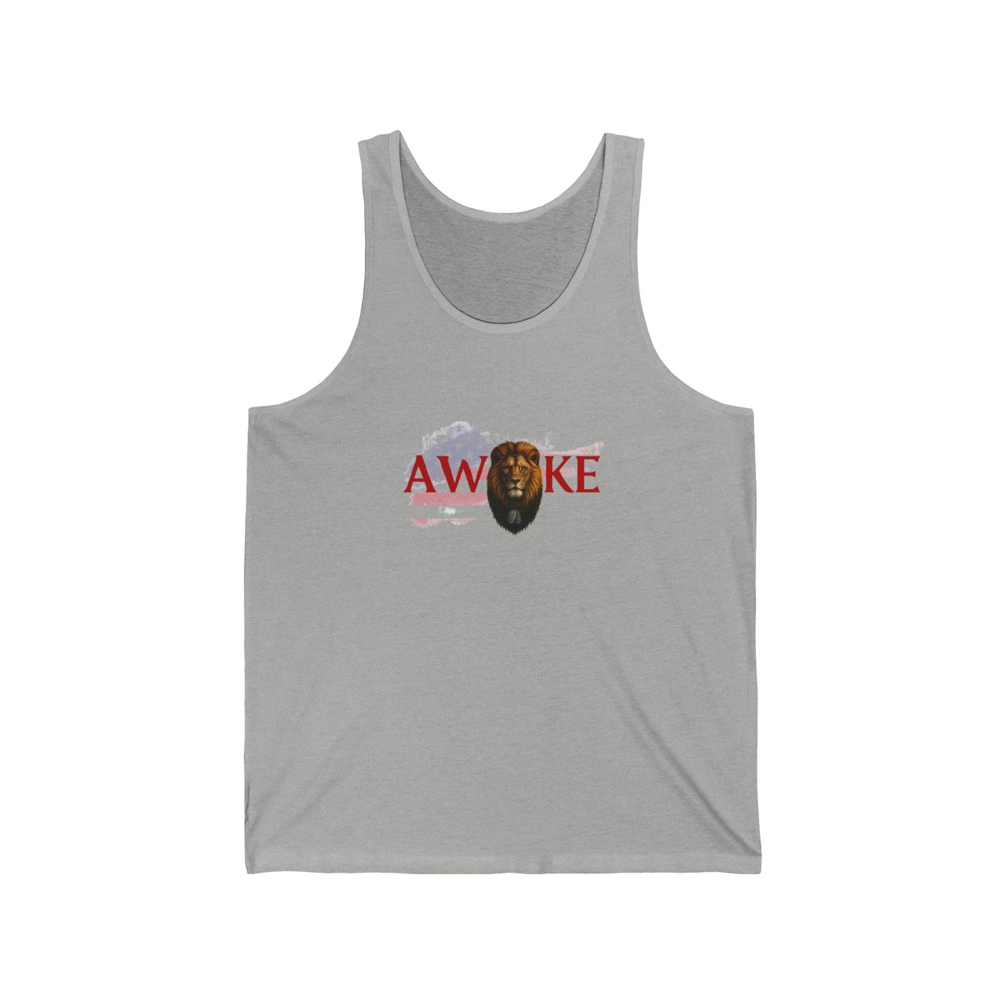 Patriotic Unisex Jersey Tank - 'AWAKE' Design, Summer Wear, Independence Day, Gift for Veterans, Casual Exercise Top