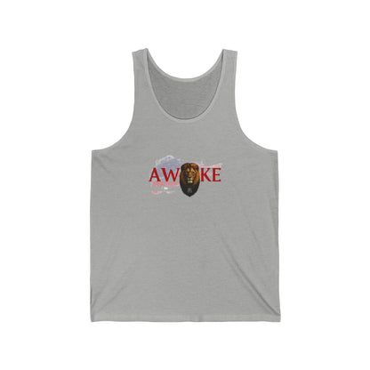 Patriotic Unisex Jersey Tank - 'AWAKE' Design, Summer Wear, Independence Day, Gift for Veterans, Casual Exercise Top