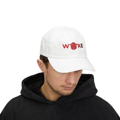 WOKE Classic Dad Cap, Trendy White Baseball Hat, Casual Everyday Wear, Gift for Dads, Fashionable Accessories for Men, Summer Essential