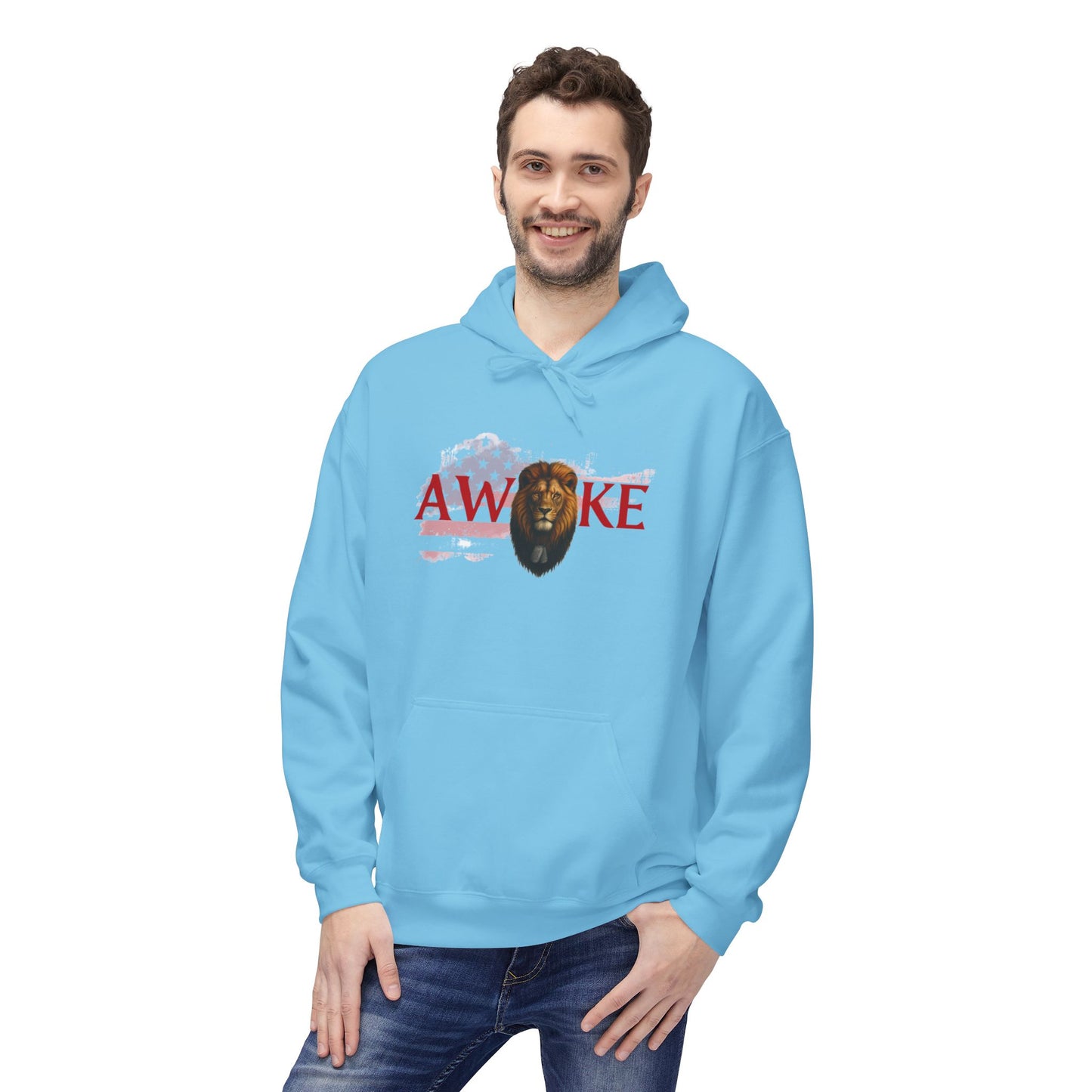 Awake Patriotic Fleece Hoodie | Unisex Cozy Sweatshirt for Independence Day, Gift for Him, Her, Comfort Wear