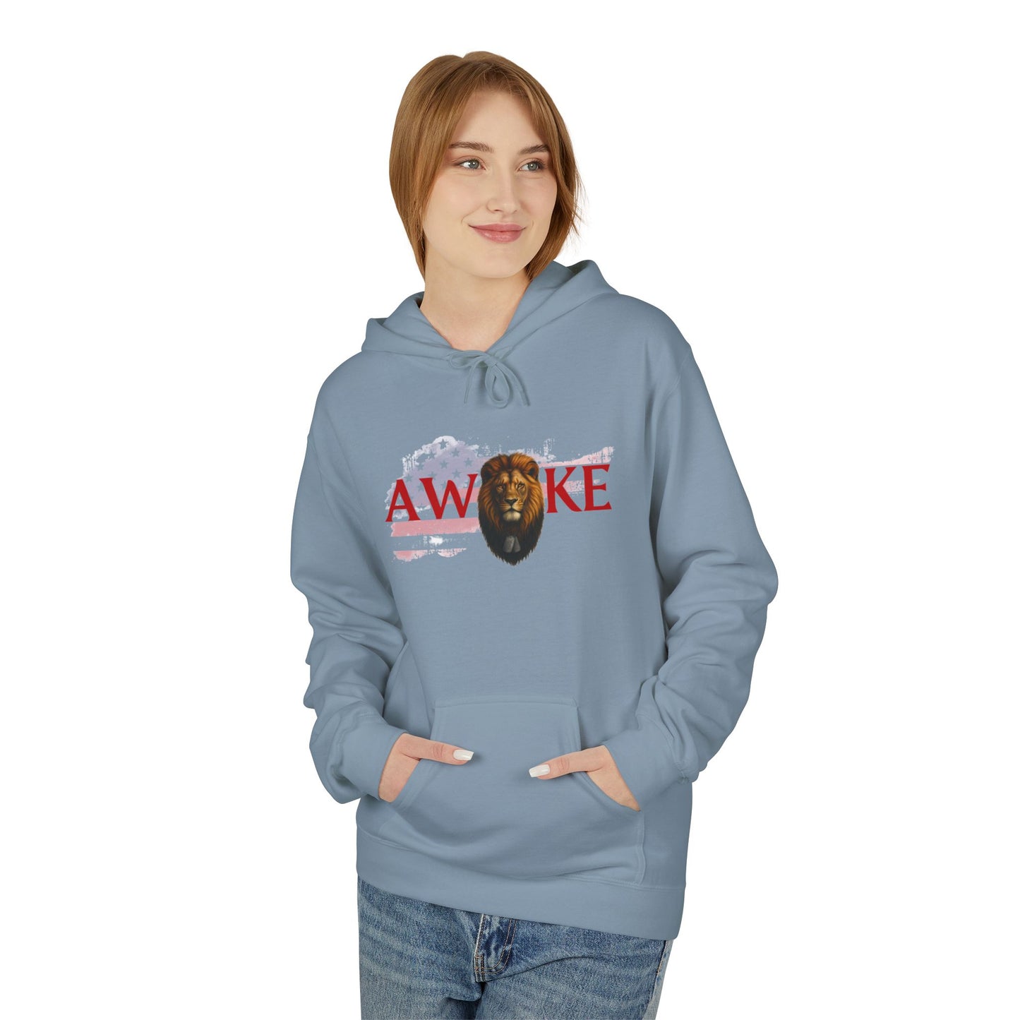 Awake Patriotic Fleece Hoodie | Unisex Cozy Sweatshirt for Independence Day, Gift for Him, Her, Comfort Wear