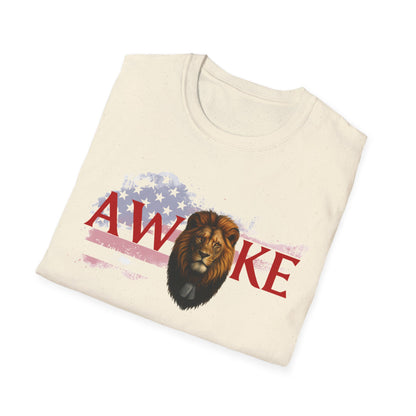Awake Lion Graphic Unisex T-Shirt, Inspirational Apparel, Casual Wear, Gift for Him/Her, Freedom Tee