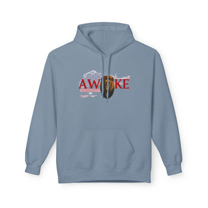 Awake Patriotic Fleece Hoodie | Unisex Cozy Sweatshirt for Independence Day, Gift for Him, Her, Comfort Wear
