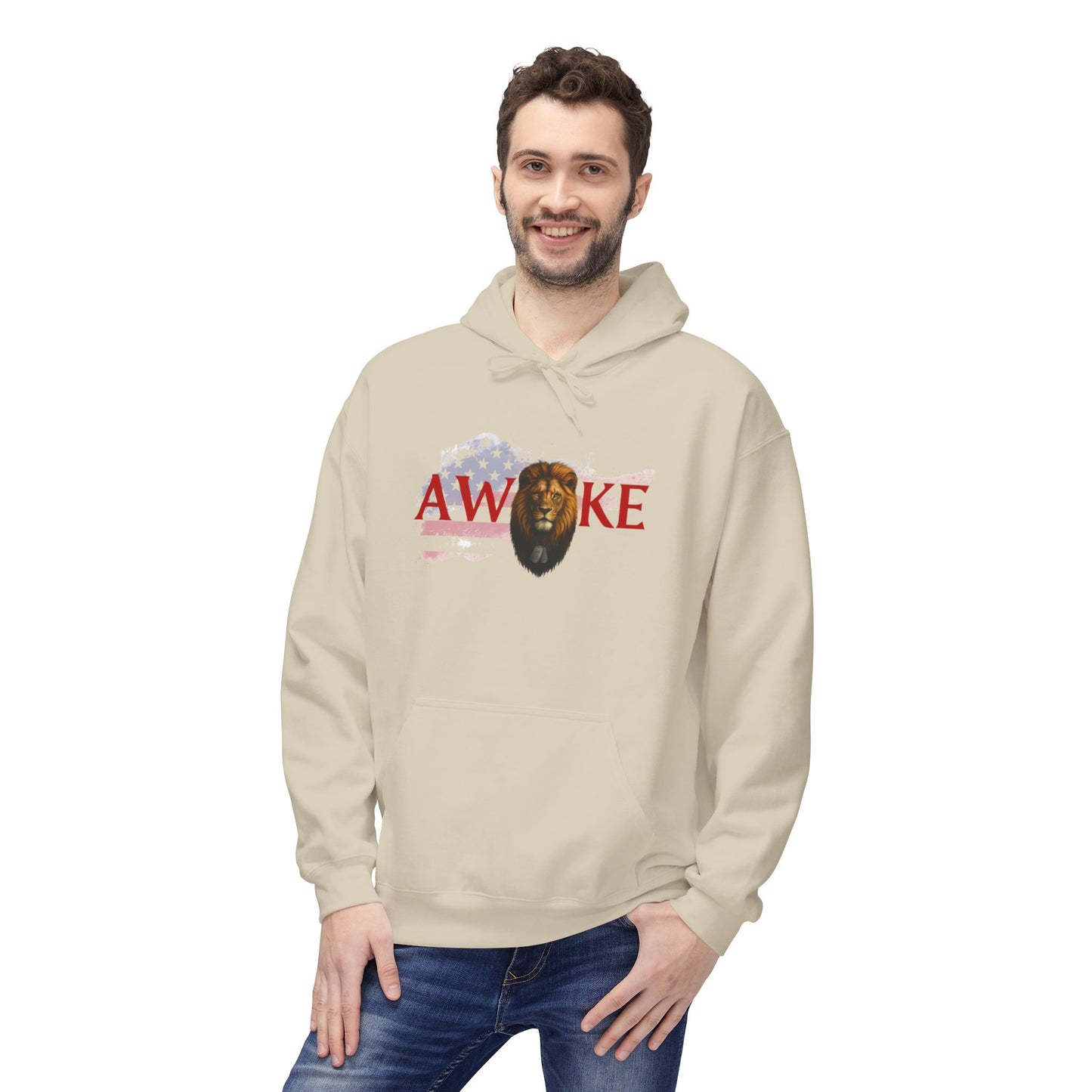 Awake Patriotic Fleece Hoodie | Unisex Cozy Sweatshirt for Independence Day, Gift for Him, Her, Comfort Wear