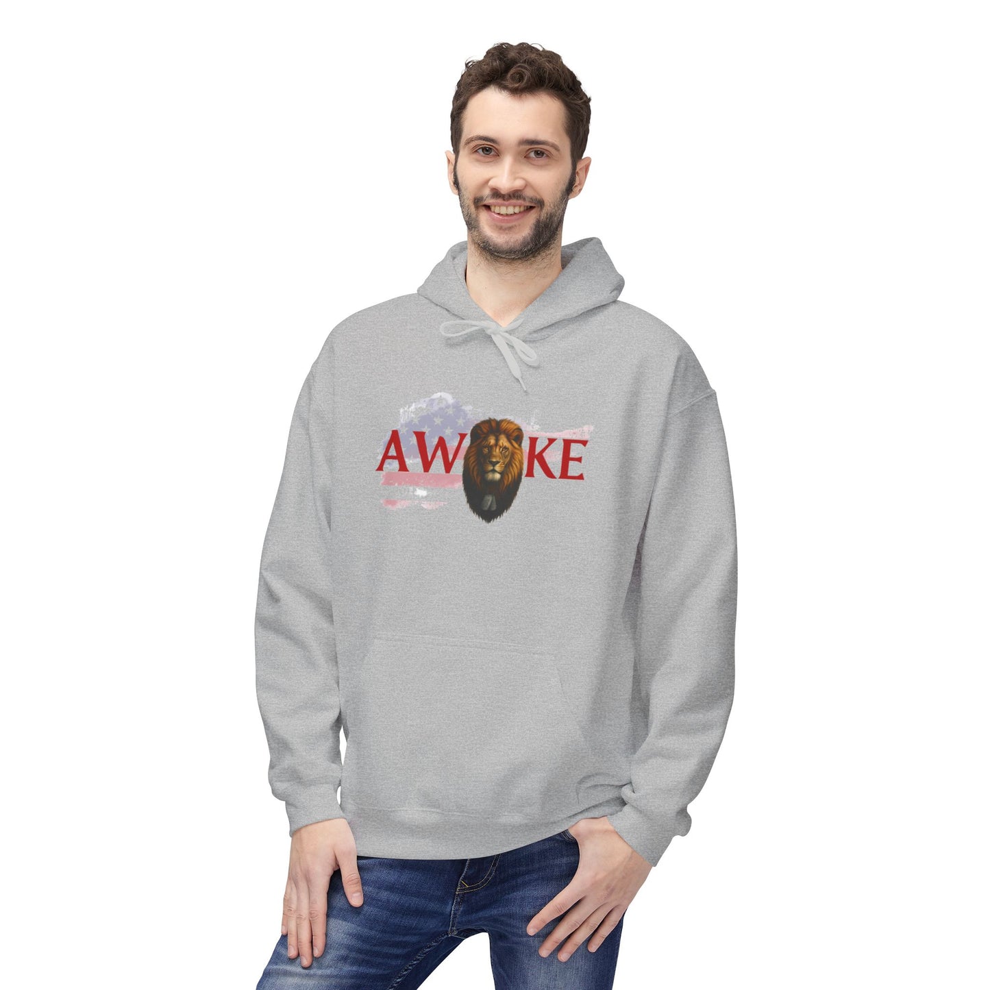 Awake Patriotic Fleece Hoodie | Unisex Cozy Sweatshirt for Independence Day, Gift for Him, Her, Comfort Wear