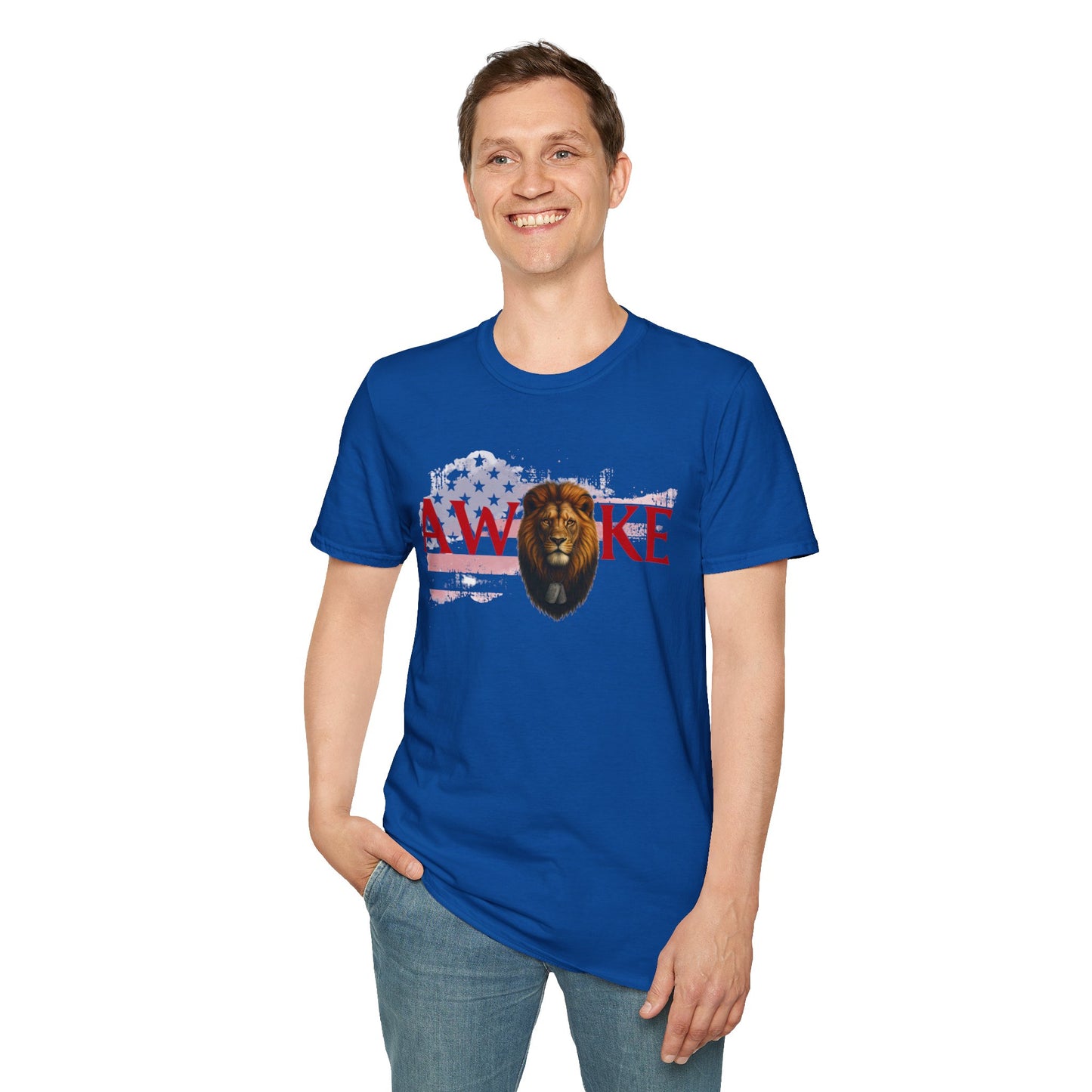 Awake Lion Graphic Unisex T-Shirt, Inspirational Apparel, Casual Wear, Gift for Him/Her, Freedom Tee