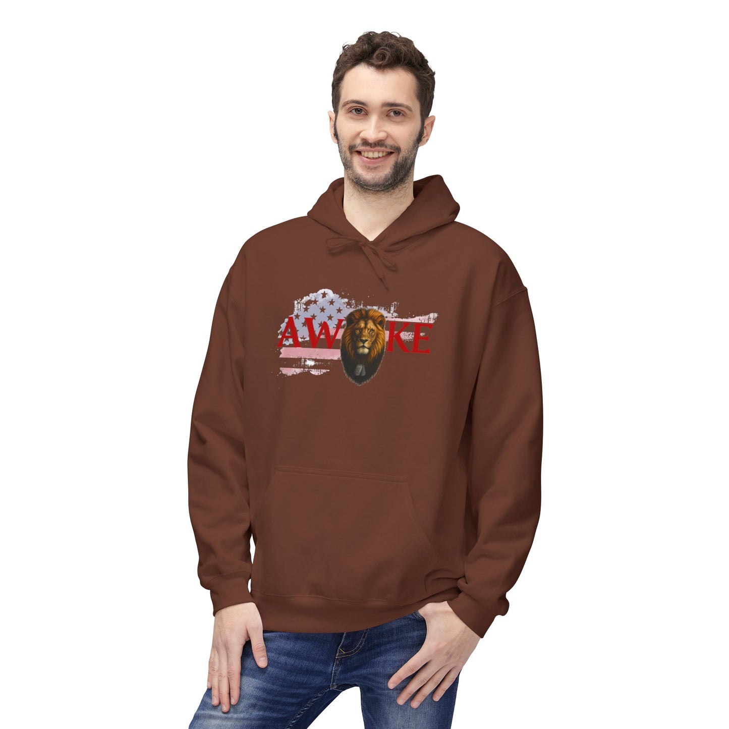 Awake Patriotic Fleece Hoodie | Unisex Cozy Sweatshirt for Independence Day, Gift for Him, Her, Comfort Wear