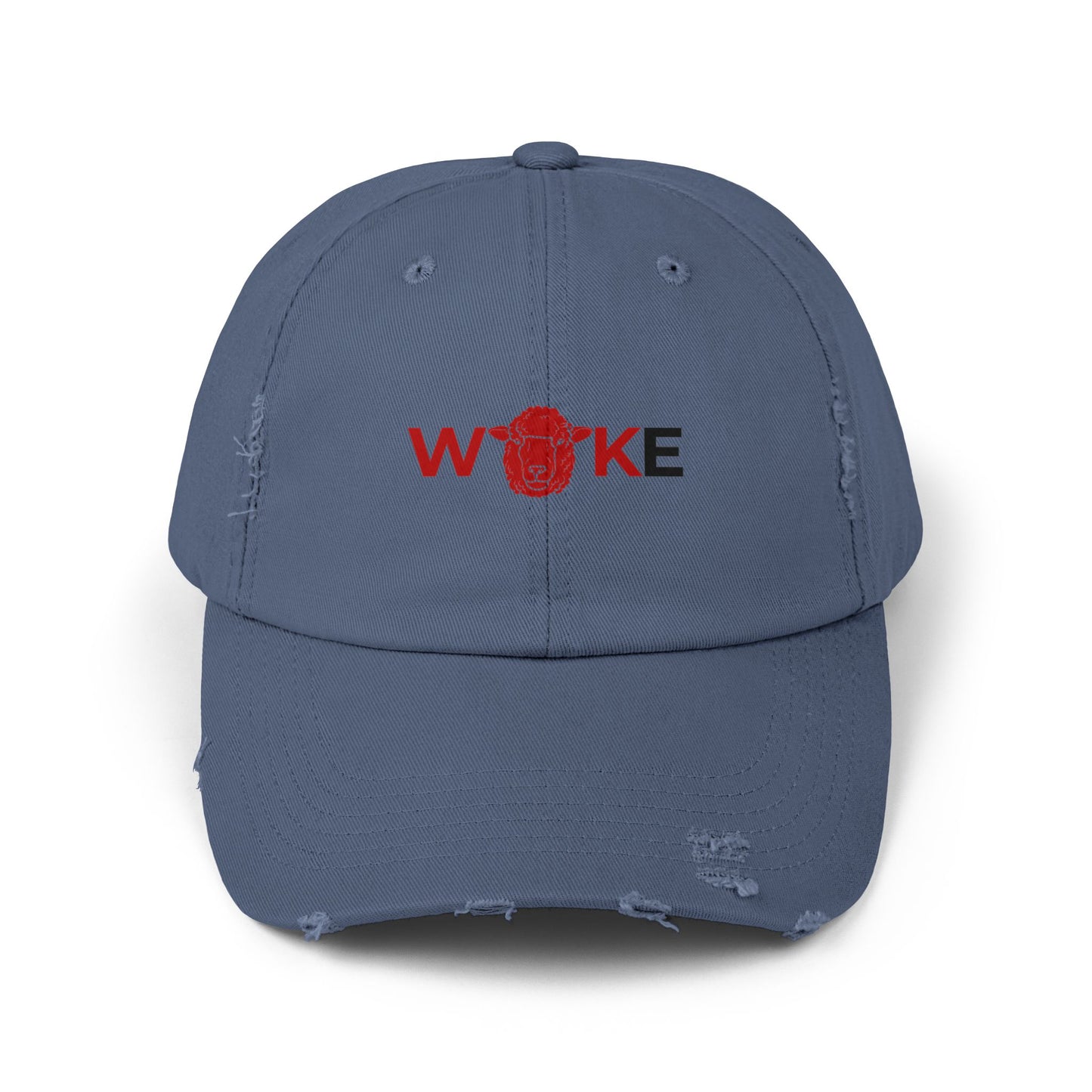 Unisex Distressed Cap with 'WOKE' Design, Trendy Fashion Accessory, Gift for Social Activists, Casual Wear, Summer Style, Vintage Vibe